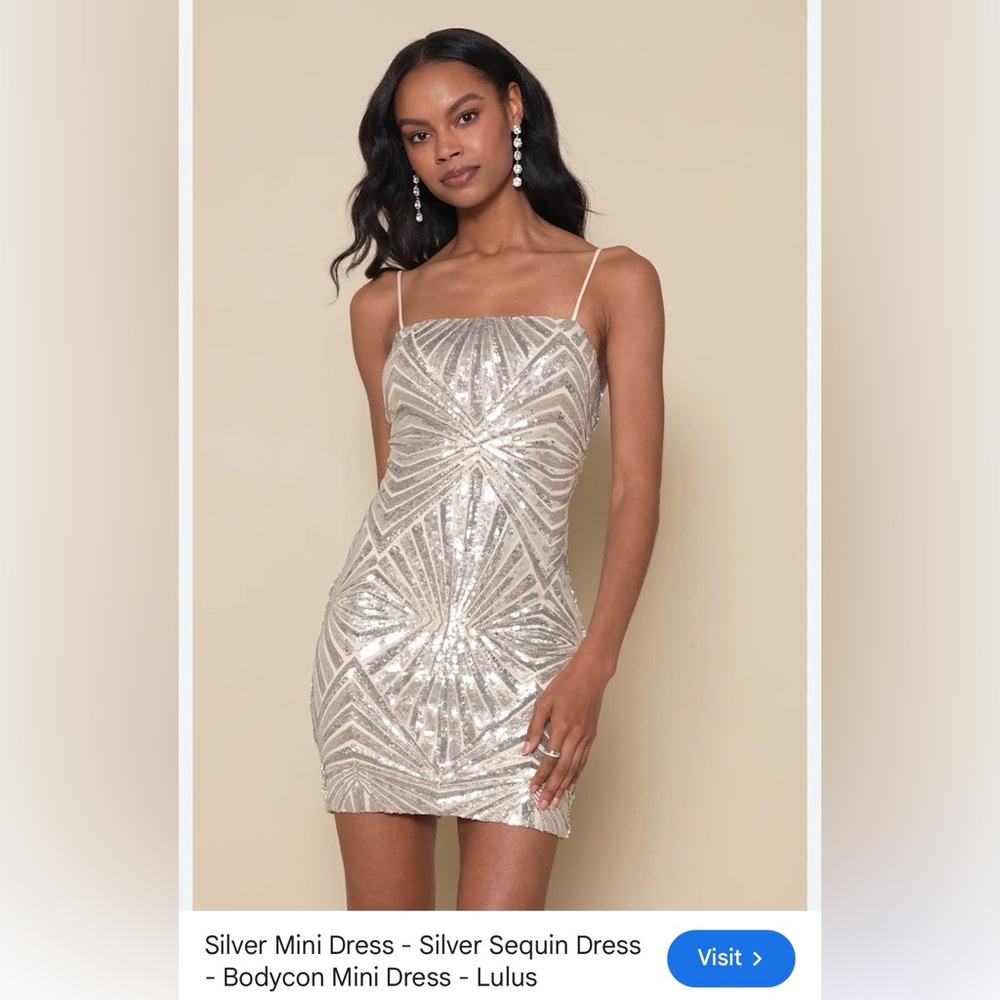 Lulu's Silver Sequin Mini Dress